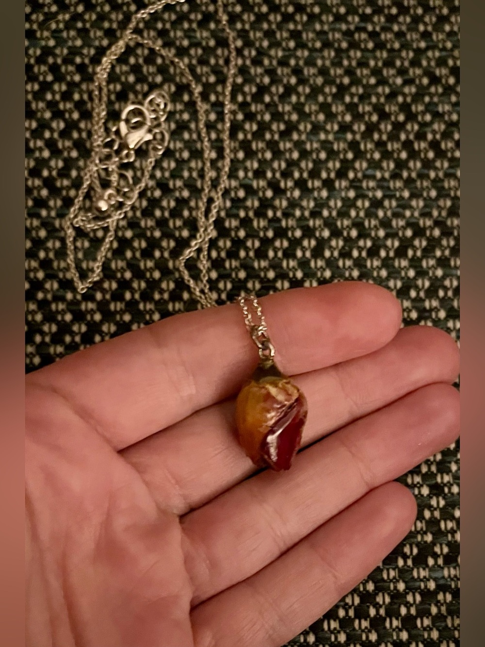 REAL Preserved Rosebud Pendant Necklace with Silver Chain - Picture 6 of 11
